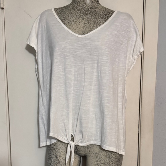 Style & Co White V-Neck Tie-Front Women's Top, sz PL - Picture 1 of 8